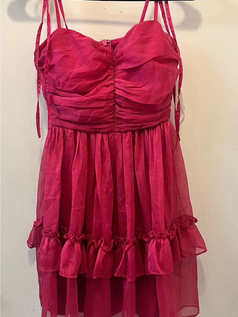 Lulu's Hot Pink Ruffled Chiffon Mini Dress